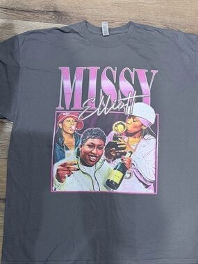 Missy Elliott Graphic Tee - Pink & Gray